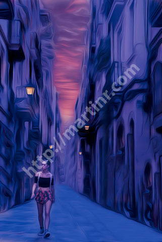 Lady At Sunset Time I